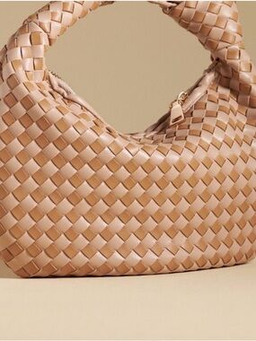 Melie Bianco Brigitte Mini Satchel Anthropologie checkered neutral tan